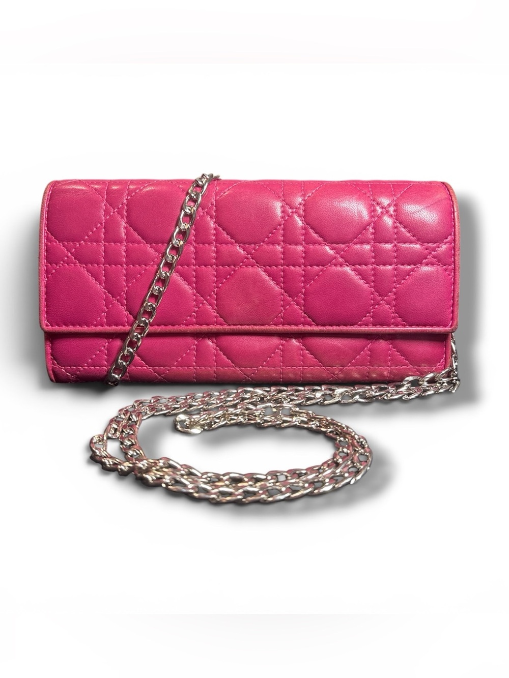 Christian Dior Lady Dior Rendez-vous Pink Lambskin Wallet on Chain WOC